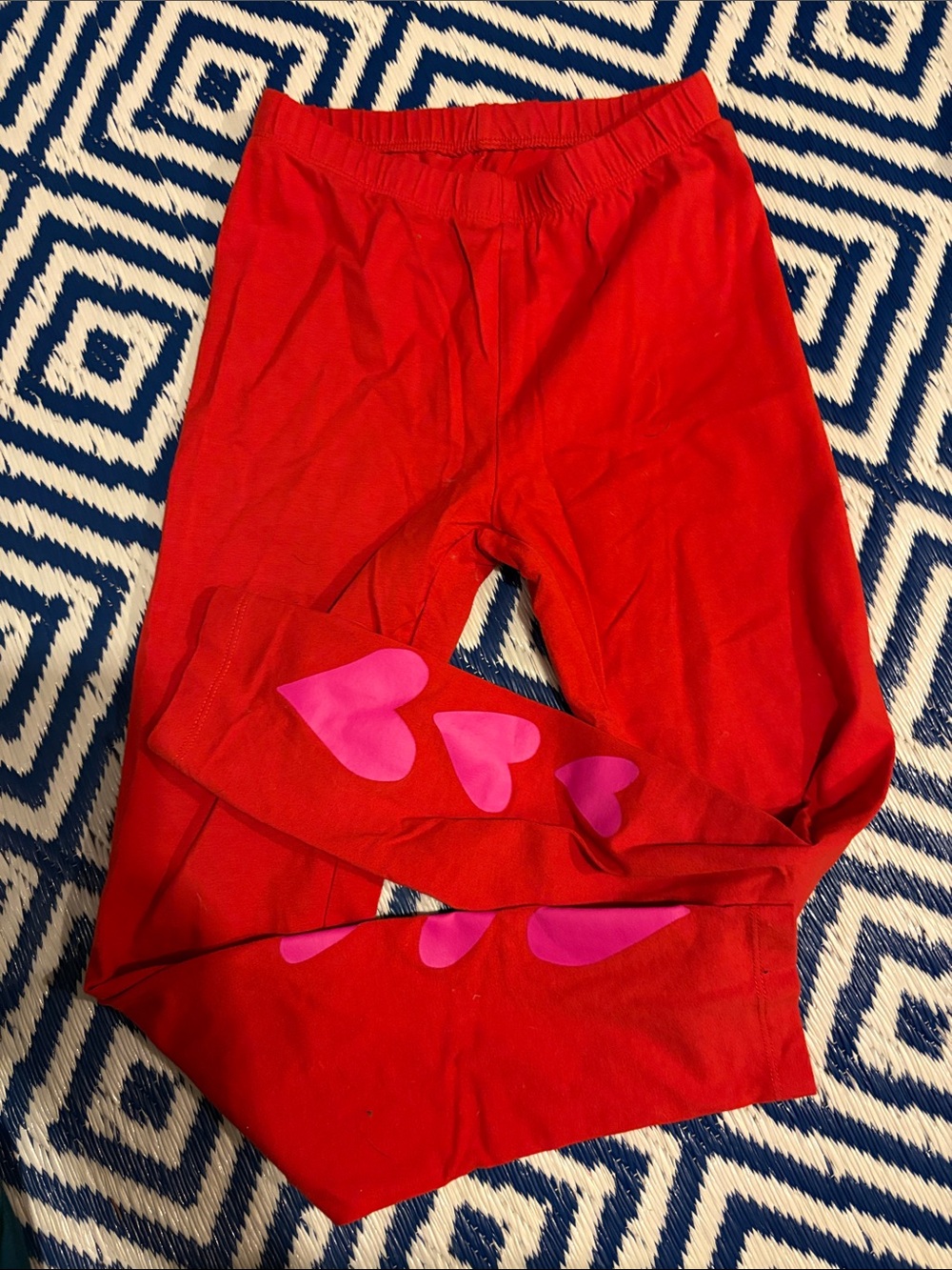 Cat & Jack Red Leggings with Pink Heart Accents